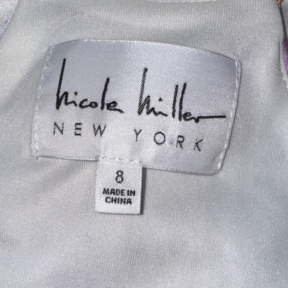 Nicole Miller Watercolor Floral Trapeze Maxi Dresssz 8 White - Picture 7 of 11